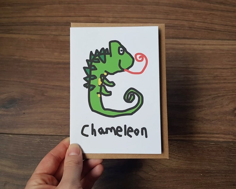 Chameleon A6 Blank Card Funny Card Animal Card image 1