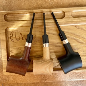 Smoking pipe made of Maple tree &quot;Cherrywood&quot; with duralumin  ring and Acrylic stem for 9mm filter Tobacco pipe of wood