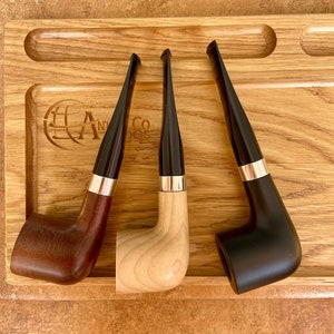 Smoking pipe made of maple tree with aluminium ring and acrylic stem for 9mm filter, Classic smooth, Tobacco, Anton Pipe.