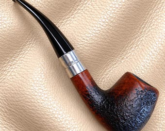 Briar Tobacco Pipe with 9mm Filter, Ebonite Stem, Duralumin Rings, Handmade