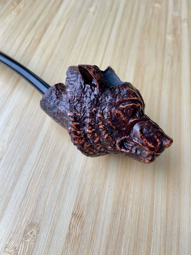 Smoking Pipe of Briar Wolf Exclusive Pipe With Vulcanite Stem Etsy
