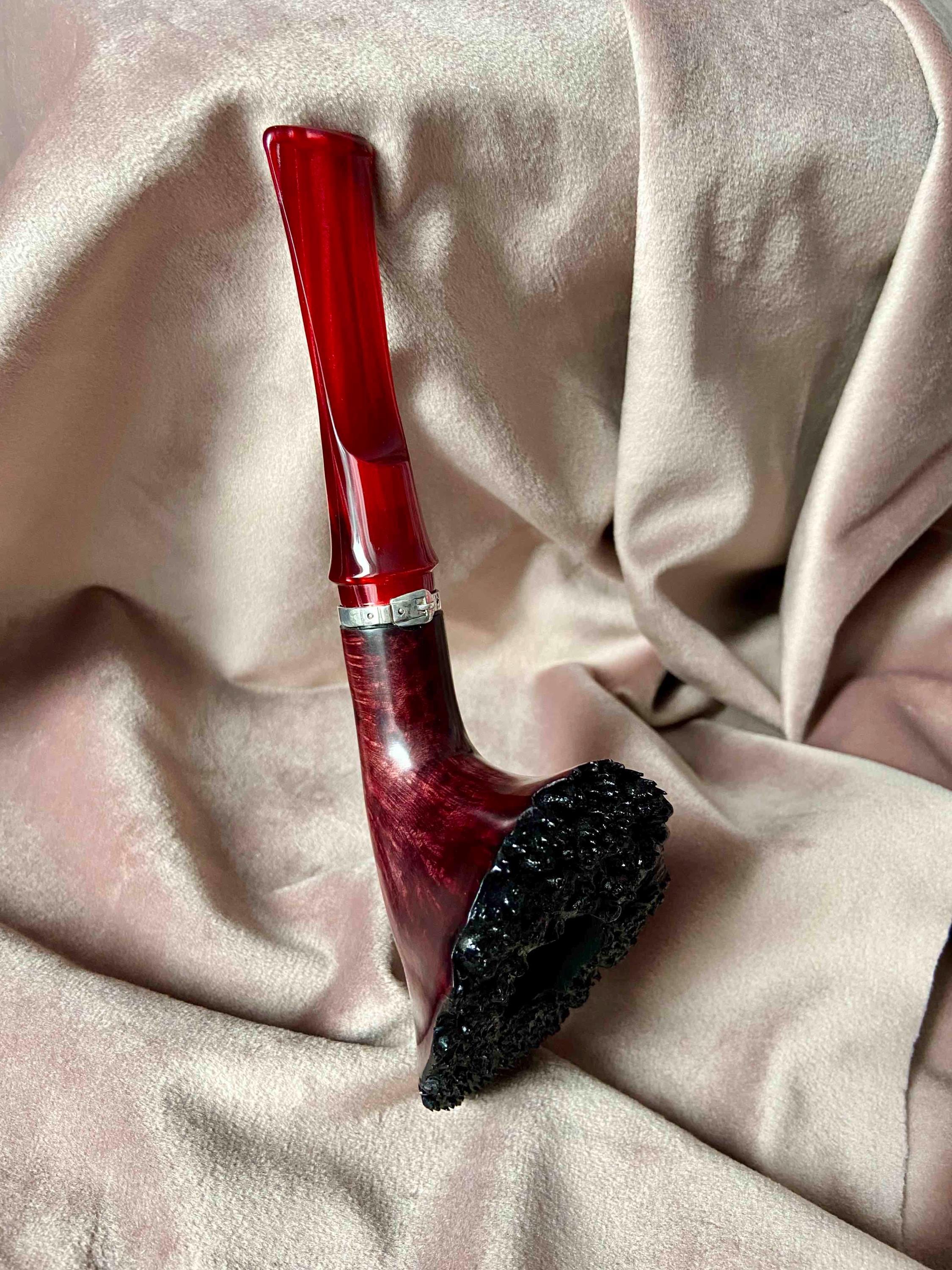 Pfeife von Briar Exclusive Pfeife mit Acryl Stiel Silberring Handgeschnitzte Tobacciana Pfeife Anton Pfeife Holzpfeife