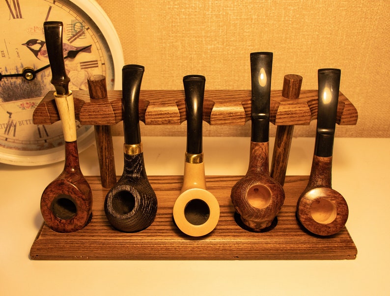 Smoking Pipe Holder for 5 Smoking Pipes Hand Carved Rack Etsy