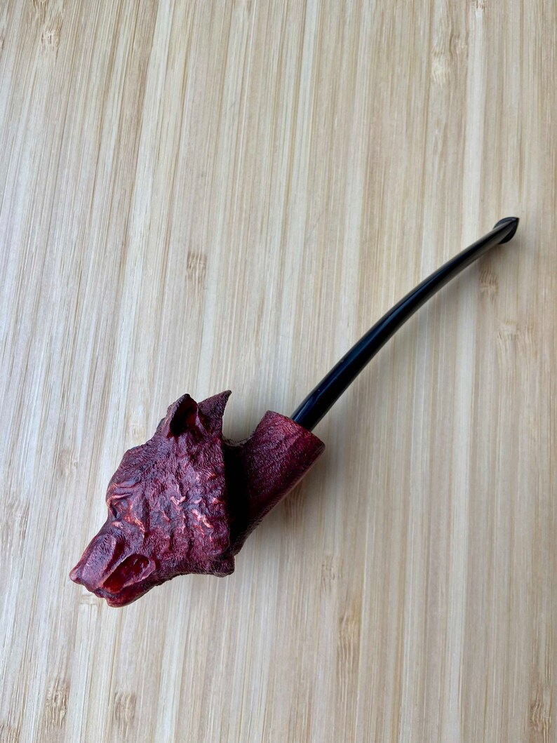 Smoking Pipe of Briar Wolf Exclusive Pipe With Vulcanite Stem Etsy