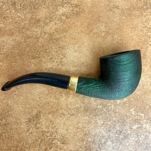 Smoking pipe made of Maple tree with brass ring and Acrylic stem for 9mm filter, Anton Pipe, Sandblast smoking pipe.