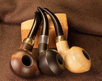 Maple Tobacco Pipe: Rhodesian Prince Style With Brass Ring (9mm Filter)  Wooden Product