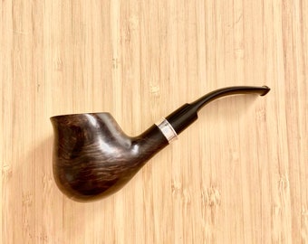 Rauchpfeife aus Bruyereholz. Ring aus Aluminium. Ebonitstamm. Tabak Pfeife. Anton Pfeife