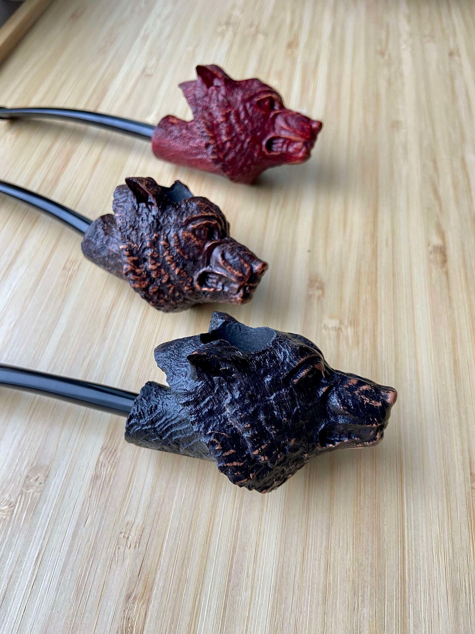 Smoking Pipe of Briar Wolf Exclusive Pipe With Vulcanite Stem Etsy