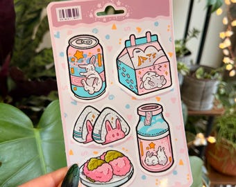 Rabbit themed groceries stickers