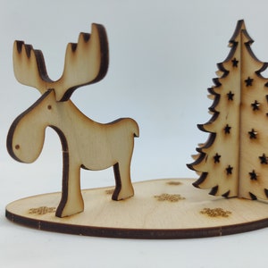Elch Weihnachtskarte Modell aus Holz