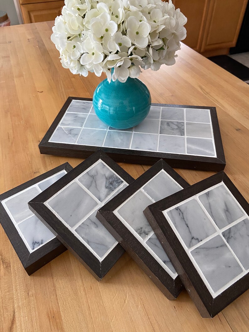 Table Centerpiece With Coasters Table Tray Dining Room Etsy