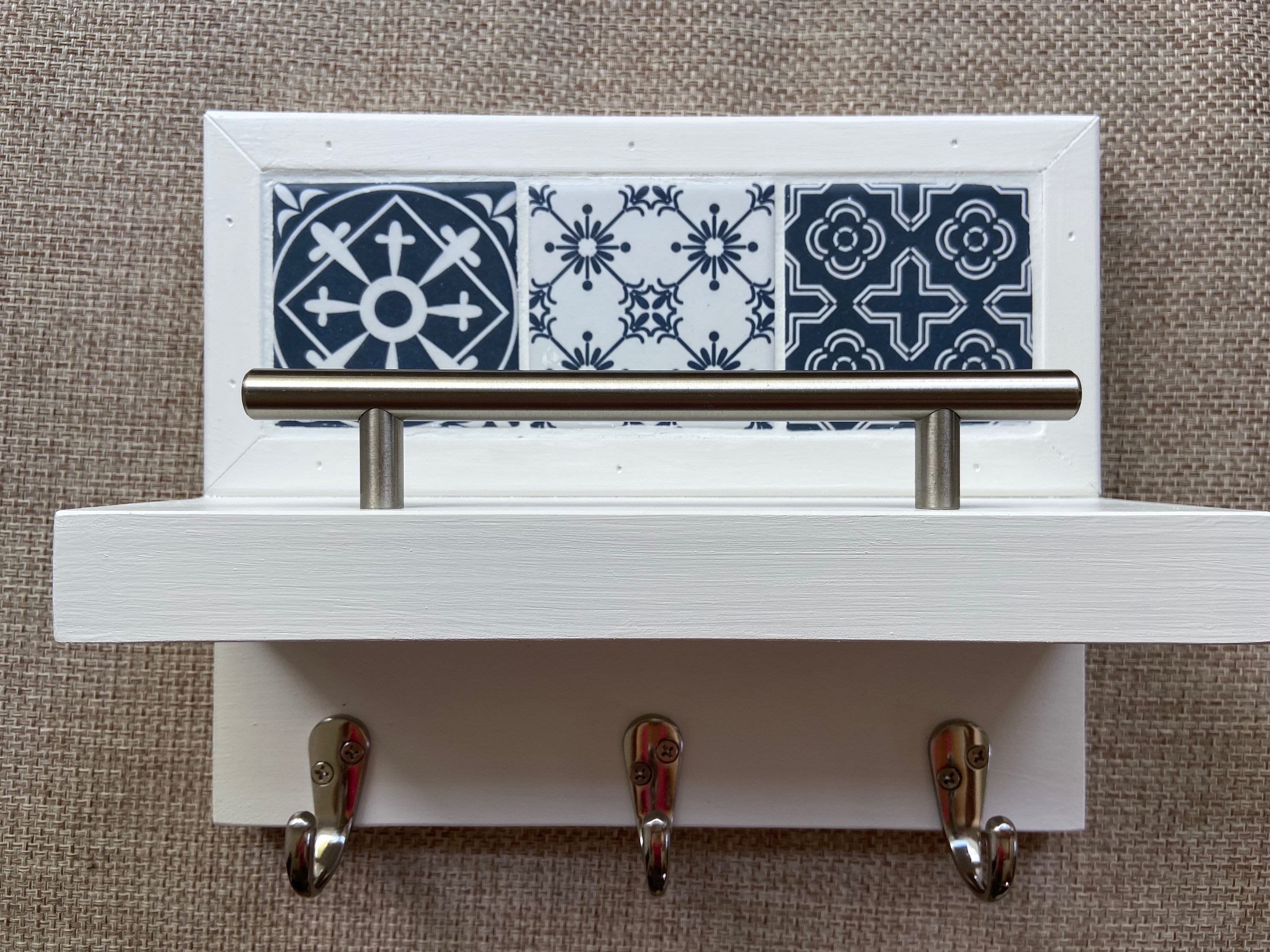 Shelf With Key Hooks, Entryway Organizer, Floating Kitchen Shelf With