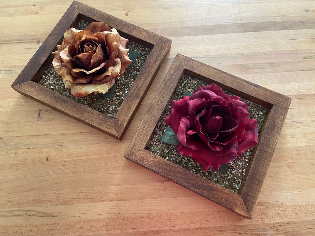 Square Flower Wall Hanging Rose Wall Art Rose Wall Accent Etsy