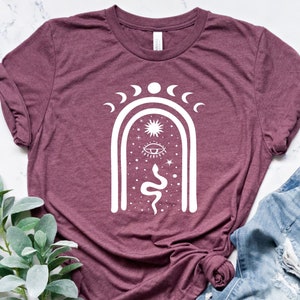 Mystical Moon Crystals Snake Shirt, Moon Phases Crystals Shirt, Moon Witch, Full Moon Shirt, Mystical Moon with Snake Shirt, Graphic Tee.