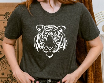 Tiger Face, Tiger Shirt, Animal Prints, Gift for Her, Gift for Him, Personalized Gifts, Animal Face Shirts, Trendy Tiger Shirt, Animal Lover