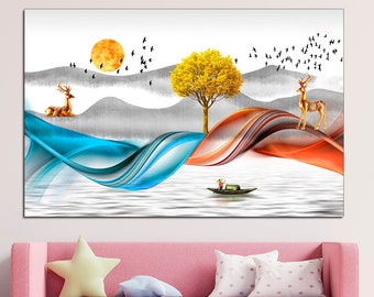 Japanese Landscape Canvas Print: Contemporary Asian Wall Decor