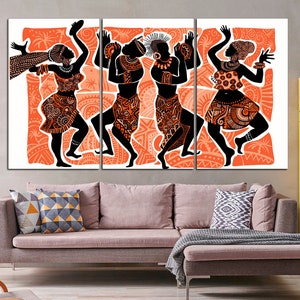 African dancing people art African wall decor Dance canvas print African wall art African modern art Colorful african poster