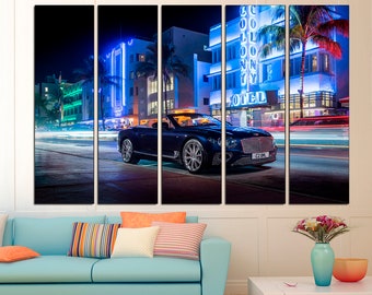 Blue Bentley Continental Canvas Print: Modern Car Wall Art
