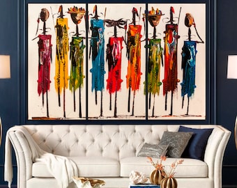 Colorful African Canvas Print: Abstract Masai Wall Art