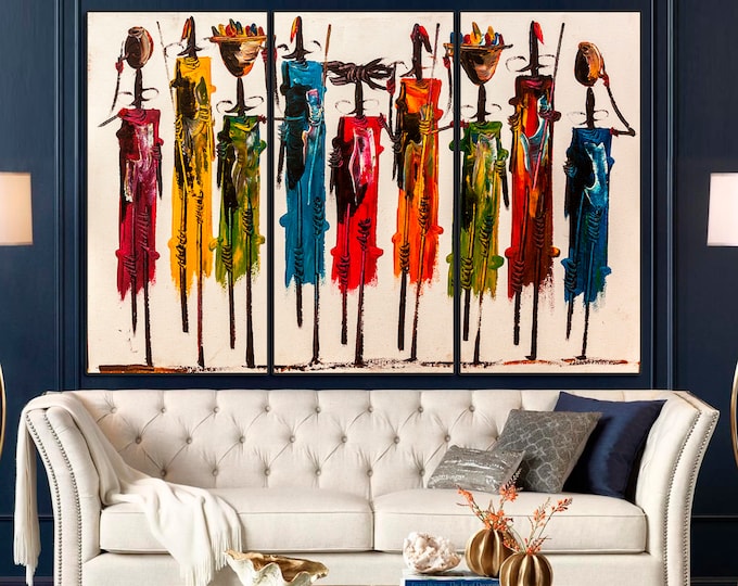 African Wall Art Colorful African Canvas Print Masai Gift Set Etsy
