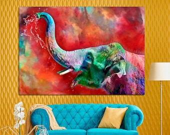 Colorful Elephant Canvas Print: Extra Large Wall Art