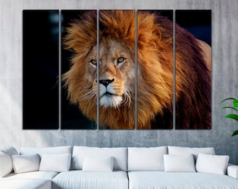 Lion Portrait Canvas Print: African Wild Animal Wall Art