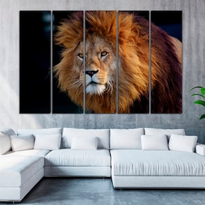 Lion king wall art Lion portrait Lion close-up photo Lion canvas print African lion poster Wild animal art Lion home decor