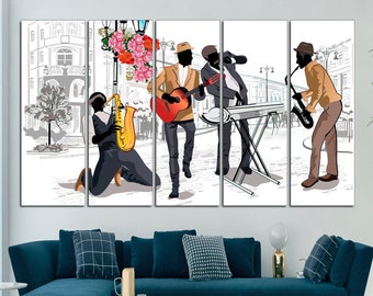 Jazz music canvas art Pop music wall art Jazz music band art Music wall decor Jazz poster Pop art print Music canvas print Jazz gift