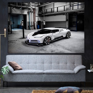 Bugatti Centodieci Canvas Print White Bugatti Super Car Etsy