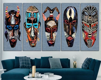 Tribal African Mask Canvas Print: Ready to Hang Wall Art