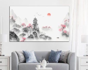 Japanese Mountain Canvas Print: Asian Wall Art