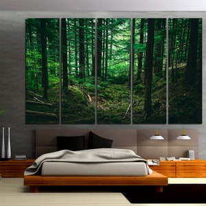 Lienzo del árbol impresión decoración de la pared del bosque Gran arte del árbol Gran cartel del bosque lienzo del bosque Decoración de la sala de pintura del bosque