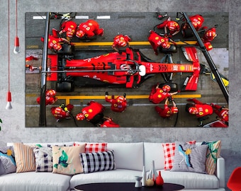 Formula 1 Pit Stop Canvas Print: Racing Car Wall Art