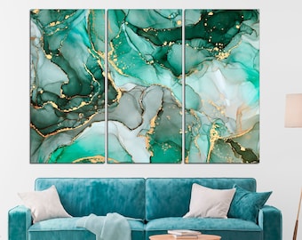 Green gold white marble art Modern abstract art Marble painting Abstract canvas art Marble canvas print Extra large abstract artAbstract art