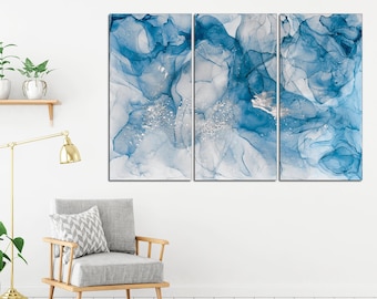 Blue white marble art Contemporary art print Marble poster Abstract art print Marble abstract art  Extra large abstract art