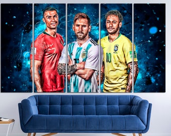 Soccer Legends Canvas Art: Ronaldo, Messi, Neymar Print Legends Football art