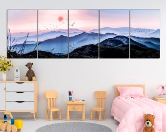 Japanese Mountain Canvas Print: Asian Landscape Panorama Wall Art