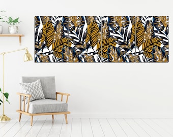 Monstera Leaf Canvas Print: Abstract Jungle Leaves Wall Art