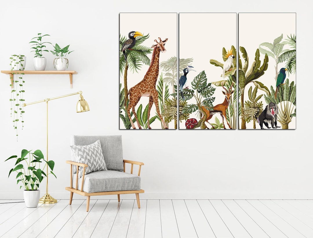 Kids Room Decor Jungle Wall Art Jungle Canvas Print Safari Wall Art ...