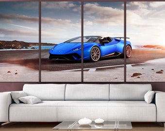 Blue Lamborghini Huracan Spyder Canvas Wall Art