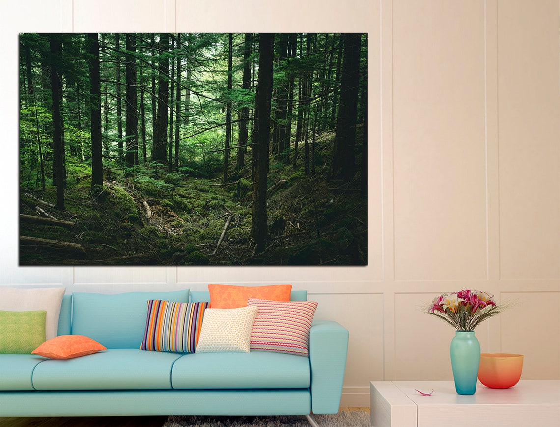 Tree Canvas Print Forest Wall Decor Large Tree Art Large Etsy