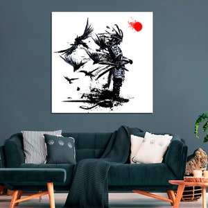 Samurai wall art Samurai print Samurai graffiti wall art Samurai poster Indians Ethnic canvas  print
