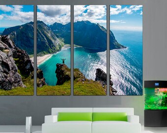 Lofoten Norway Mountain Canvas Print: Seascape Wall Art