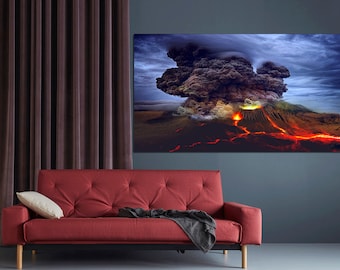 Erupting Volcano Canvas Print: Big Island Wall Art