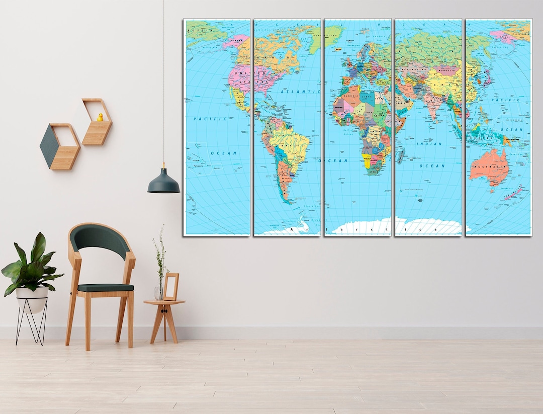 World Map Wall Art Map of the World Wall Decor World Map Canvas Print