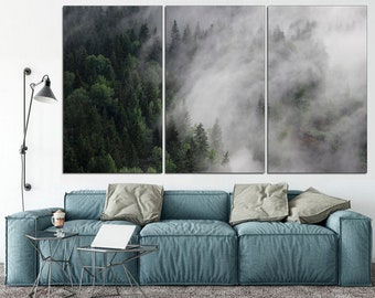 Misty Forest Canvas Print: Large Foggy Forest Wall Art