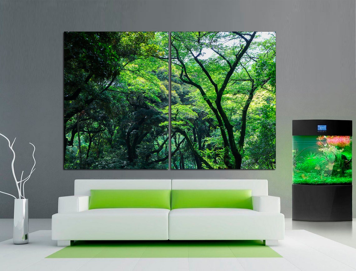 Beautiful Forest Canvas Print Trees Wall Decor Large Tree Art Etsy
