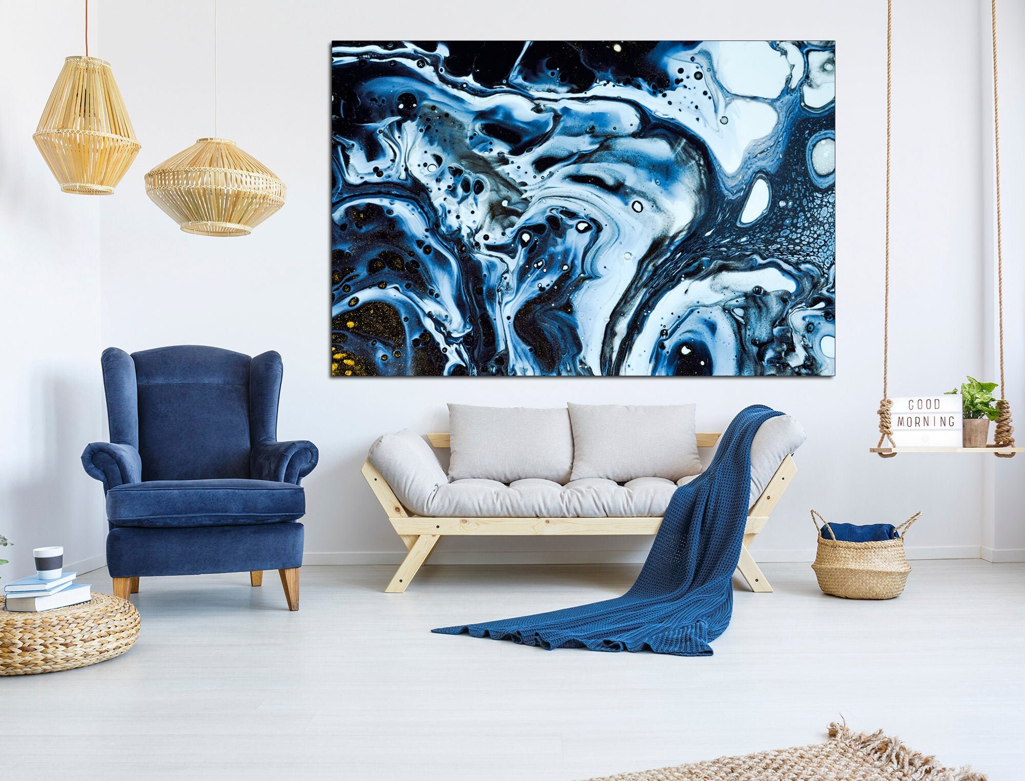 Gray marble wall art Canvas art wall decor Gray dark white Etsy