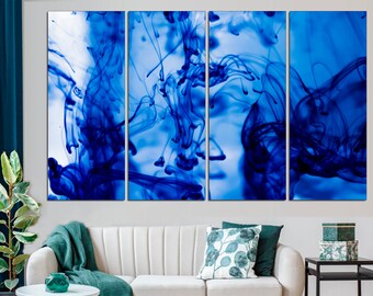 Navy blue wall decor Blue marble print Blue abstract art Marble wall art Extra large marble art