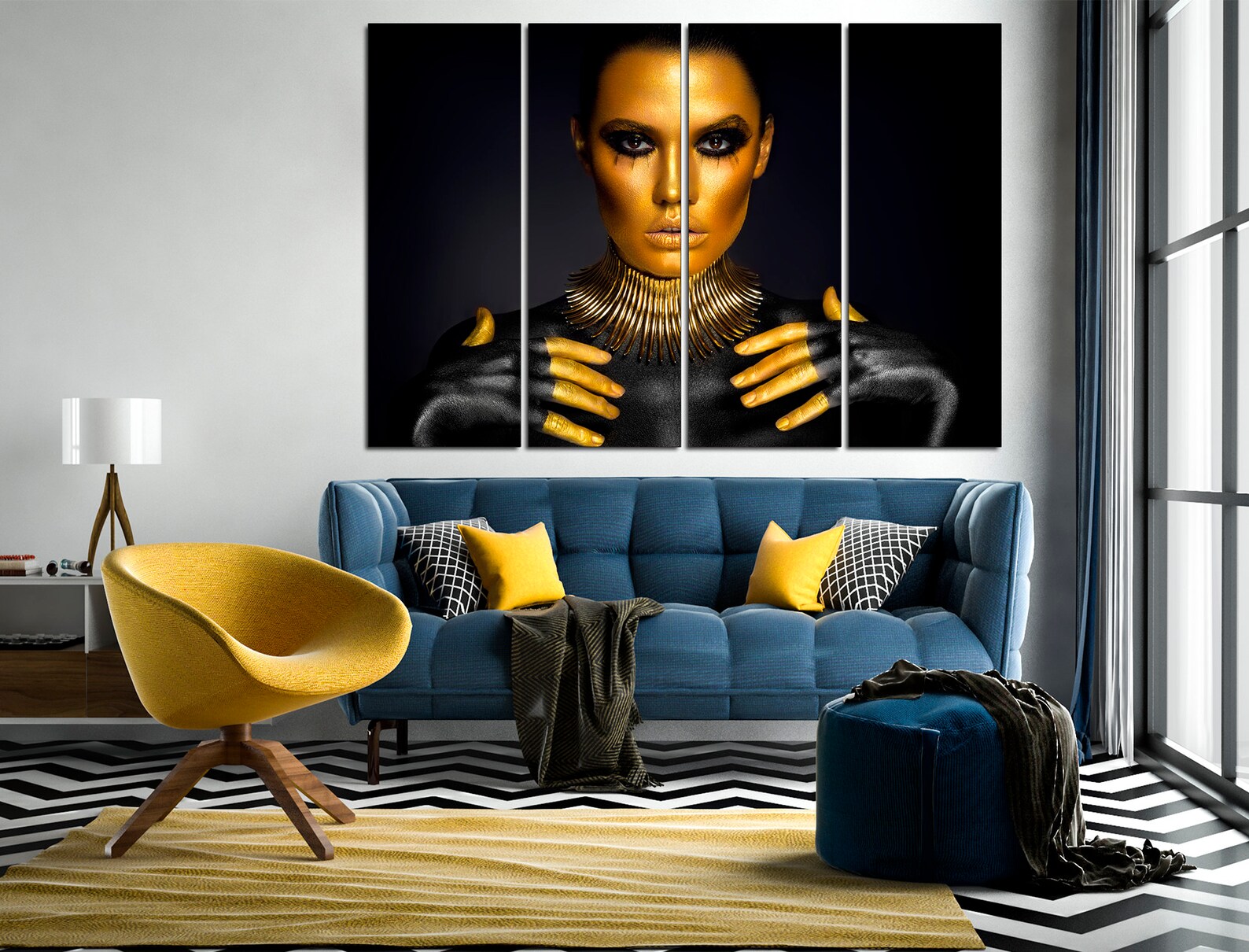 Black and Gold African Woman Art Modern Wall Art African Girl Etsy